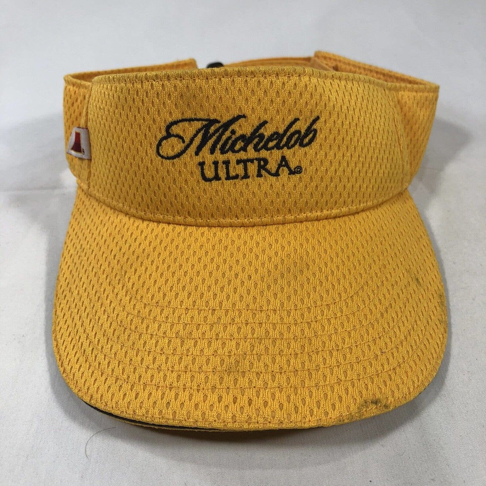 Michelob Ultra Light Beer Sun Visor Cap Hat Yellow Embroidered Adjustable OSFM